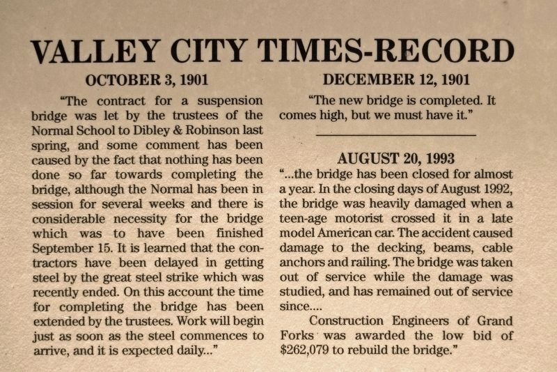 Marker detail: Valley City Times-Record image. Click for full size.