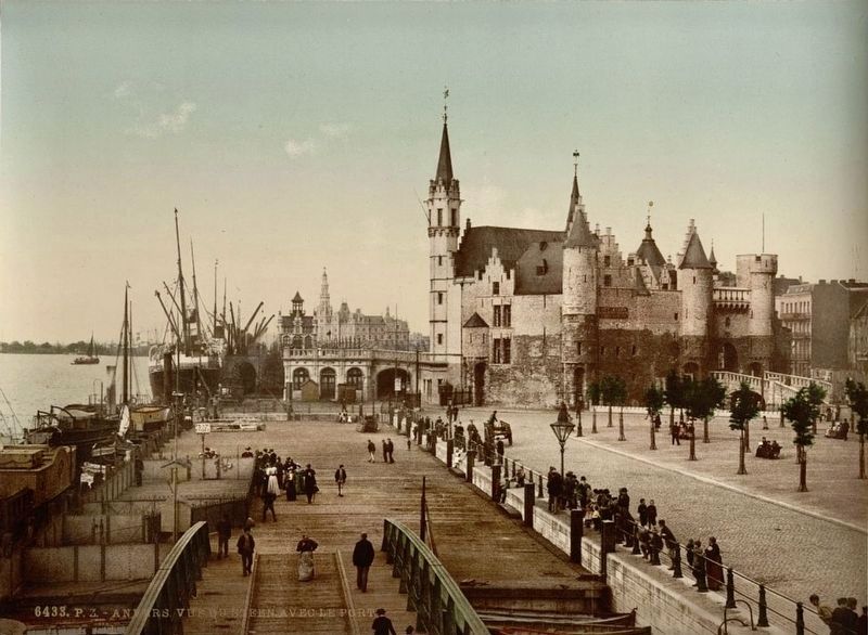 View of the Steen with the port, Antwerp, Belgium image. Click for full size.