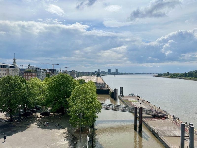 View of the Scheldt River, looking south from the observation deck of Het Steen. image. Click for full size.