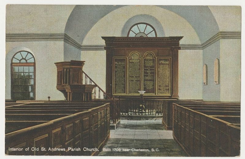 Interior of Old St. Andrews Parish Church - Built 1706 near Charleston, S. C. image. Click for full size.