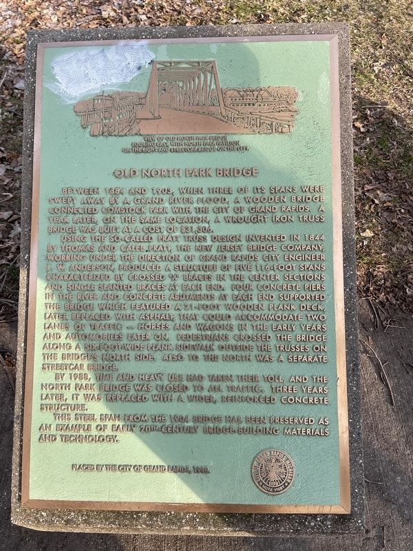 Old North Park Bridge Marker. Click for full size. Old North Park Bridge Marker image. Click for full size.