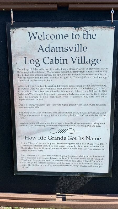 Welcome to the Adamsville Log Cabin Village Marker image. Click for full size.