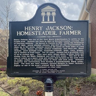 Henry Jackson Homesteader, Farmer Marker (side 1) image. Click for full size.