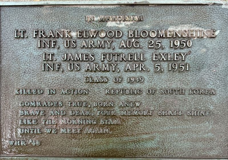 Lt. Frank Elwood Bloomenshine and Lt. James Futrell Exley Marker image. Click for full size.
