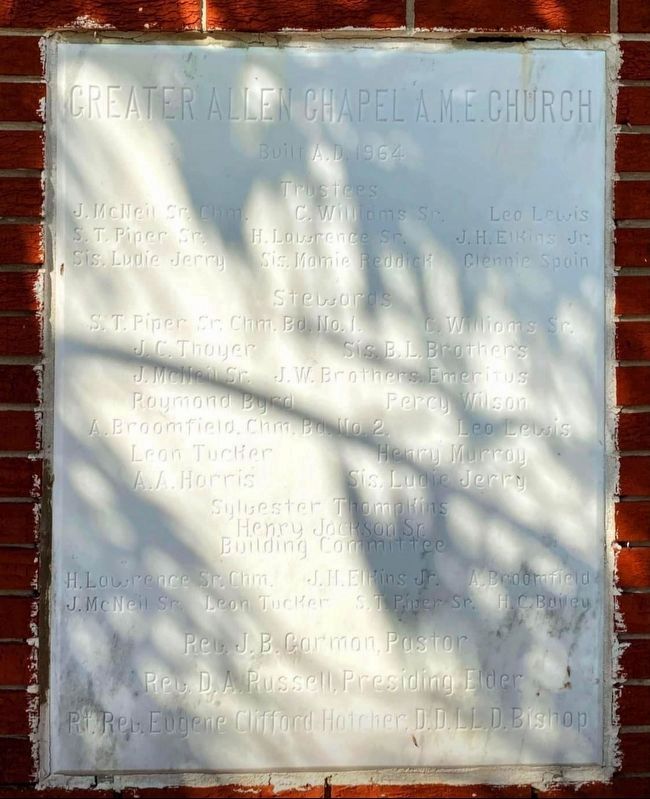 Allen Chapel A.M.E. Church Marker. Click for full size. Allen Chapel A.M.E. Church Marker image. Click for full size.
