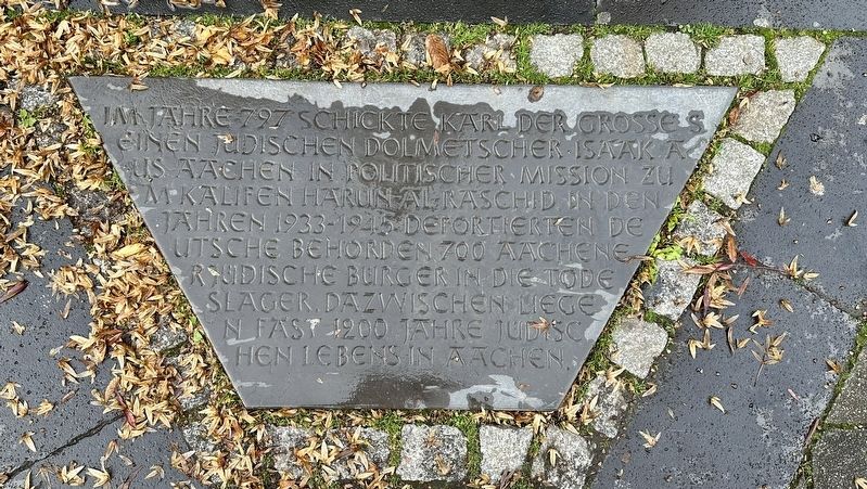 Aachen Synagoge Mahnmal / Aachen Synagogue Memorial - pavement panel I. Click for full size. Aachen Synagoge Mahnmal / Aachen Synagogue Memorial - pavement panel I image. Click for full size.