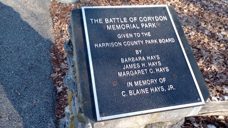 The Battle Of Corydon Memorial Park. Click for full size. The Battle Of Corydon Memorial Park image. Click for full size.