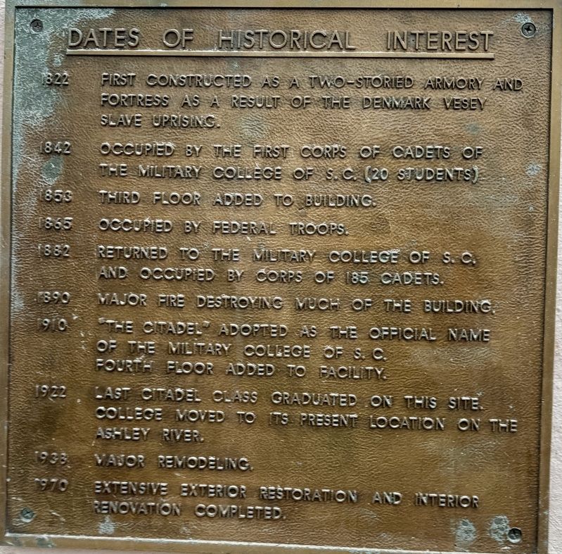 The Citadel (The Military College of South Carolina) Marker. Click for full size. The Citadel (The Military College of South Carolina) Marker image. Click for full size.