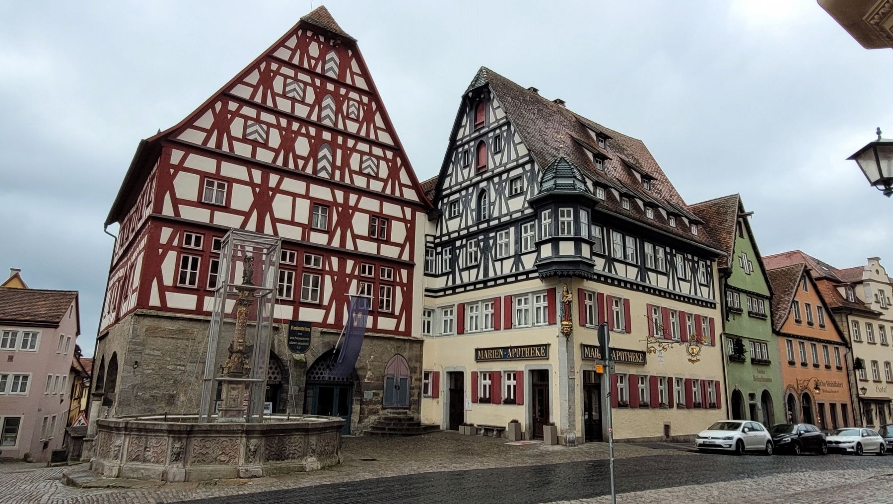 The view of the Meat House and Marker from the plaza. Click for full size. The view of the Meat House and Marker from the plaza image. Click for full size.