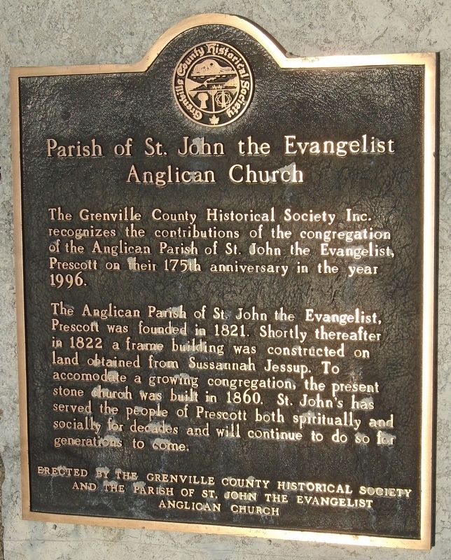 Parish of St. John the Evangelist Anglican Church Marker. Click for full size. Parish of St. John the Evangelist Anglican Church Marker image. Click for full size.