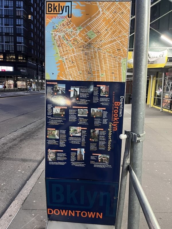 Downtown Brooklyn side of the marker. Click for full size. Downtown Brooklyn side of the marker image. Click for full size.