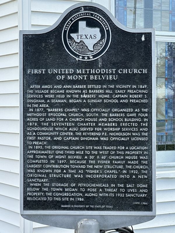 First United Methodist Church of Mont Belvieu Marker image. Click for full size.