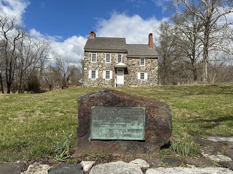 Washington's Headquarters Marker in front of the Benjamin Ring House image. Click for full size.