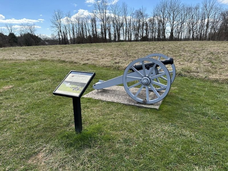 Sandy Hollow Heritage Park Marker and reproduction cannon image. Click for full size.