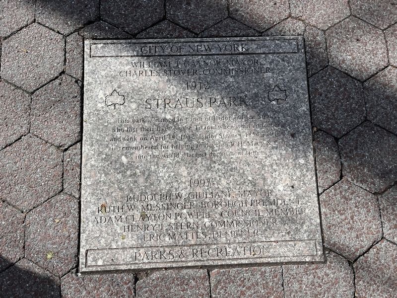 Straus Park Marker image. Click for full size.