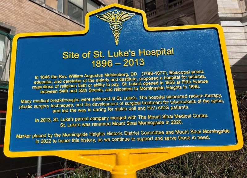 Site of St. Luke's Hospital Marker. Click for full size. Site of St. Luke's Hospital Marker image. Click for full size.
