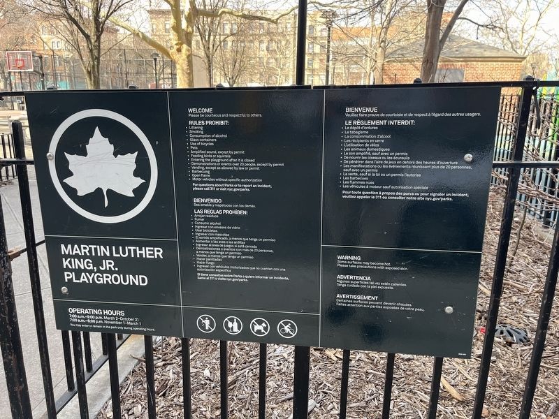 NYC Parks signage for Martin Luther King Jr. Playground image. Click for full size.