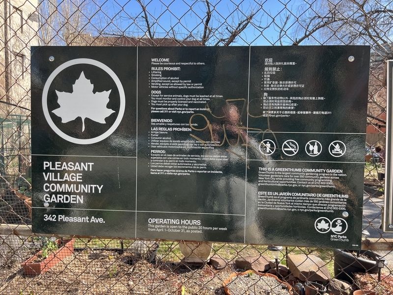 NYC Parks signage for Pleasant Village Community Garden image. Click for full size.