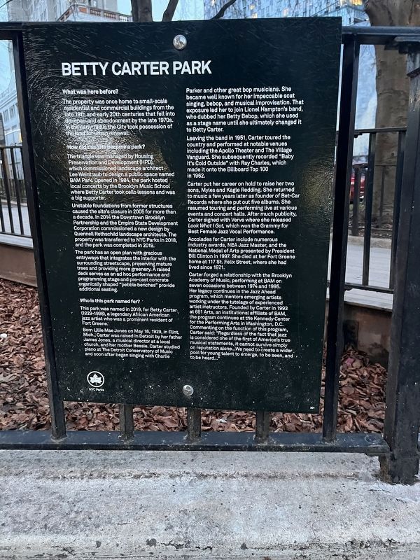 Betty Carter Park Marker image. Click for full size.