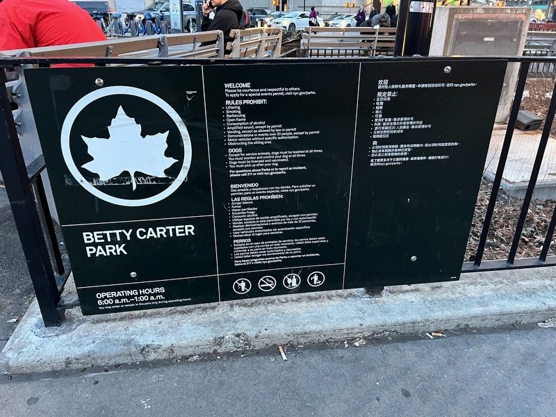 NYC Parks signage for Betty Carter Park image. Click for full size.