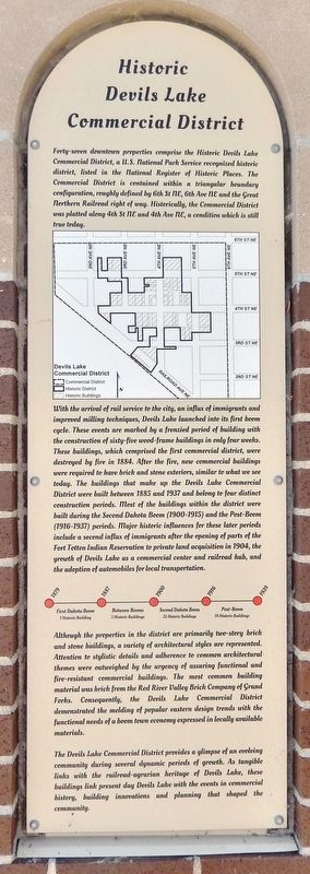 Historic Devils Lake Commercial District Marker. Click for full size. Historic Devils Lake Commercial District Marker image. Click for full size.