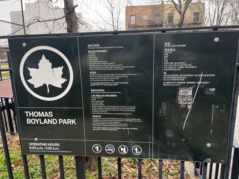Thomas Boyland Park Marker image. Click for full size.