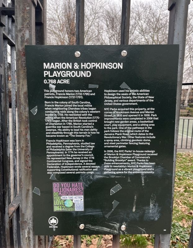 Marion & Hopkinson Playground Marker. Click for full size. Marion & Hopkinson Playground Marker image. Click for full size.
