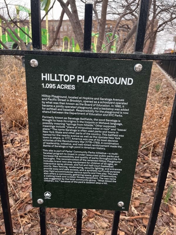 Hilltop Playground Marker. Click for full size. Hilltop Playground Marker image. Click for full size.