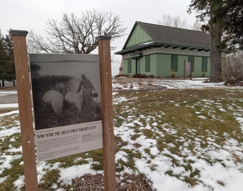 Who Were the Area's First Inhabitants? Marker and the 1885 White Bear Town Hall image. Click for full size.