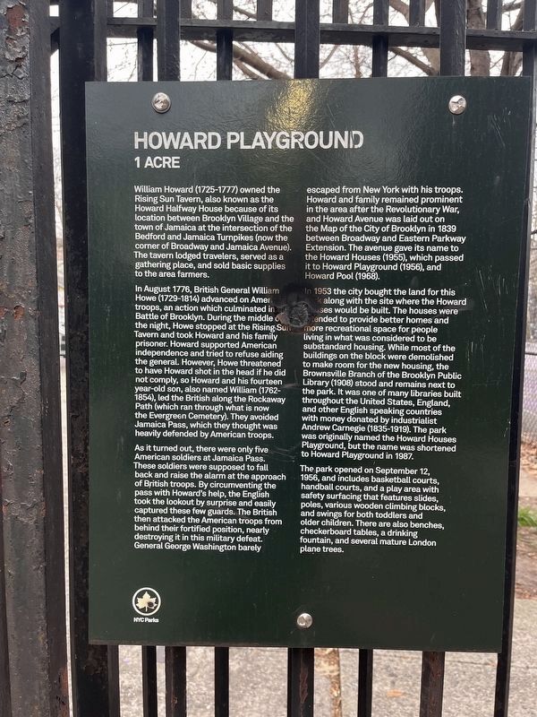 Howard Playground Marker. Click for full size. Howard Playground Marker image. Click for full size.