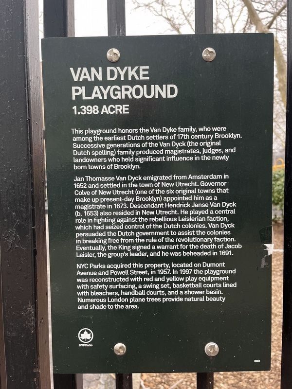 Van Dyke Playground Marker. Click for full size. Van Dyke Playground Marker image. Click for full size.