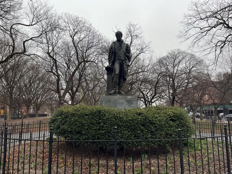 Caspar Buberl's restored 1872 <i>Robert Fulton</i> statue on display in the park image. Click for full size.