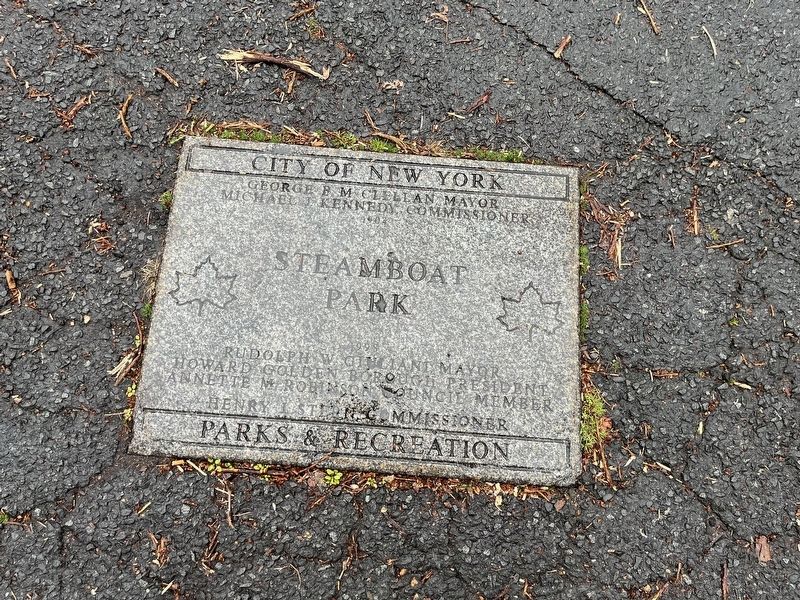NYC Parks 1998 re-dedication paver inside the park image. Click for full size.