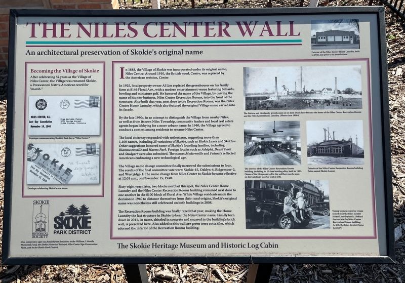 The Niles Center Wall Marker image. Click for full size.