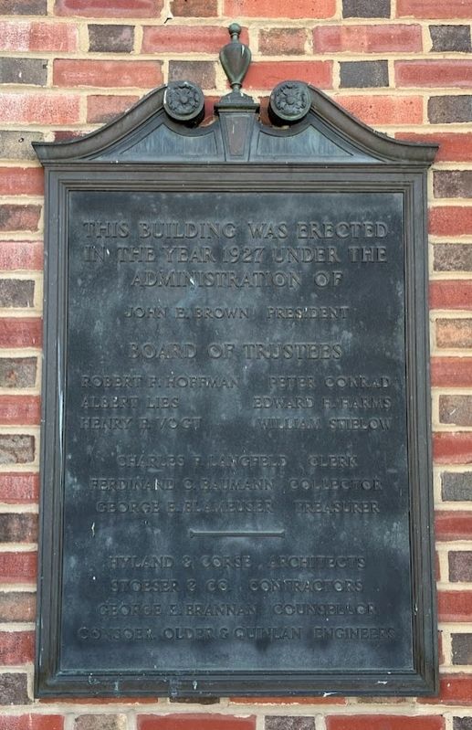 Village Hall dedication plaque image. Click for full size.