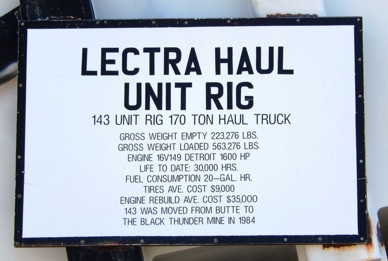 Lectra Haul Unit Rig Marker image. Click for full size.