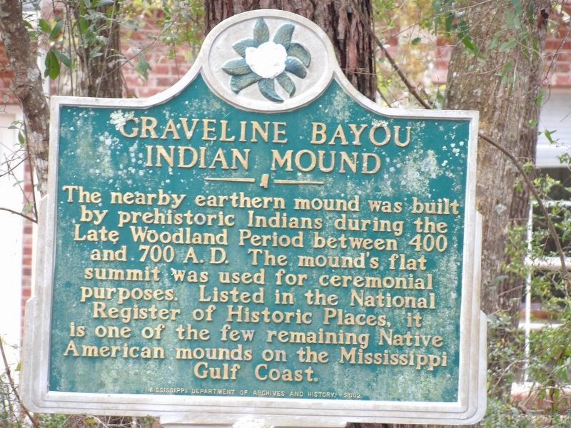 Graveline Bayou Indian Mound Marker image. Click for full size.