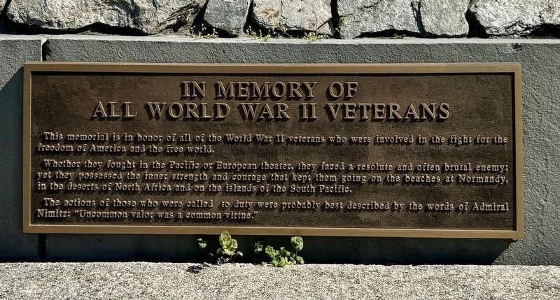 World War II Veterans Memorial Marker image. Click for full size.