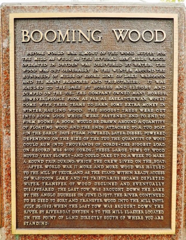 Booming Wood Marker. Click for full size. Booming Wood Marker image. Click for full size.