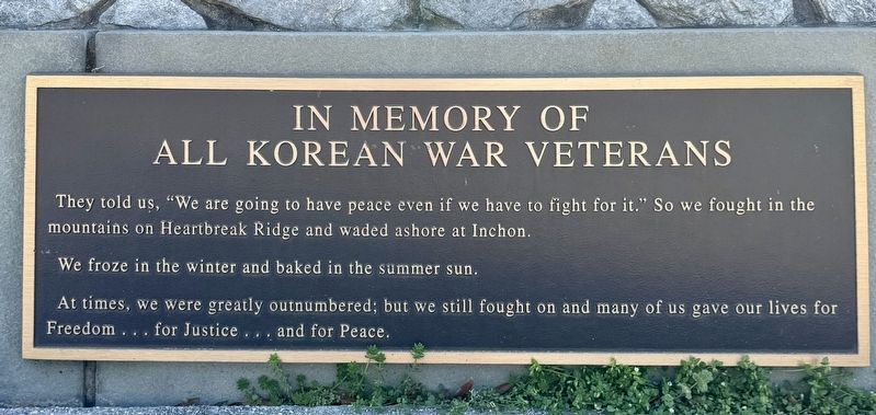 Korean War Veterans Memorial Marker image. Click for full size.