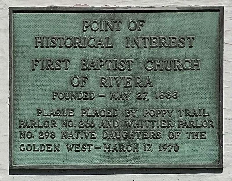 First Baptist Church of Rivera Marker image. Click for full size.