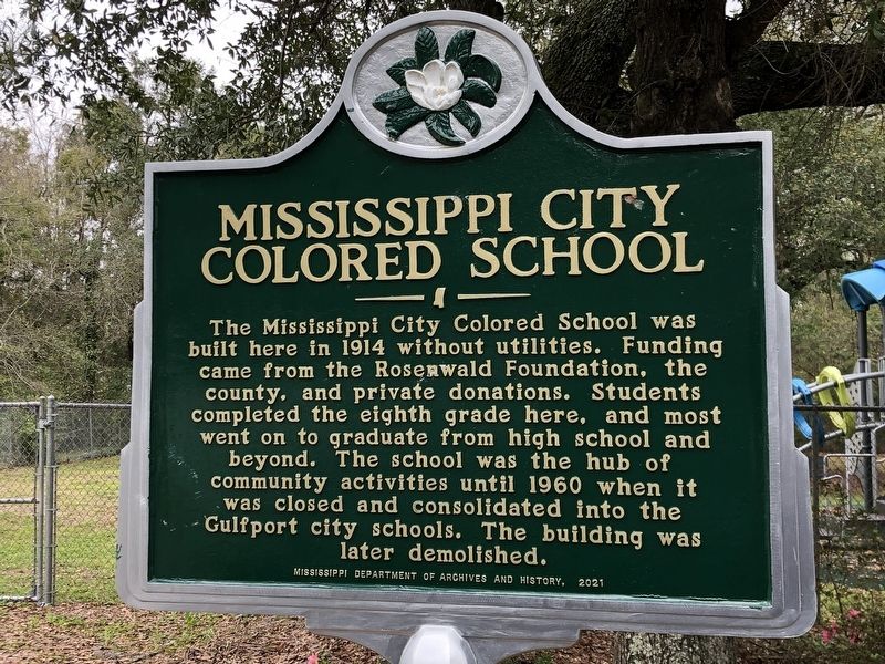 Mississippi City Colored School Marker image. Click for full size.