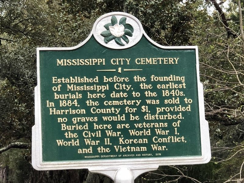 Mississippi City Cemetery Marker image. Click for full size.