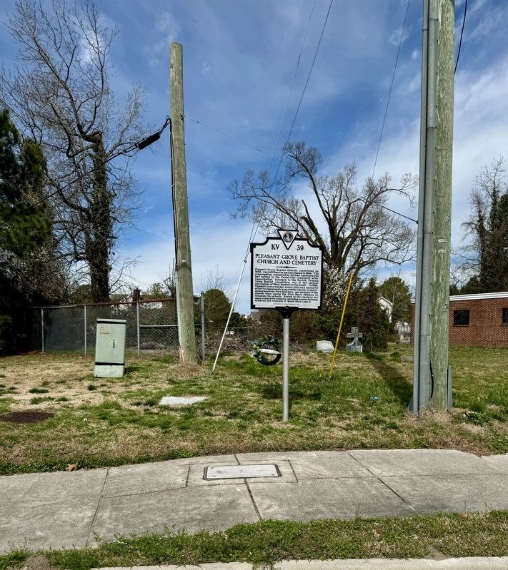 Pleasant Grove Baptist Church and Cemetery Marker image. Click for full size.