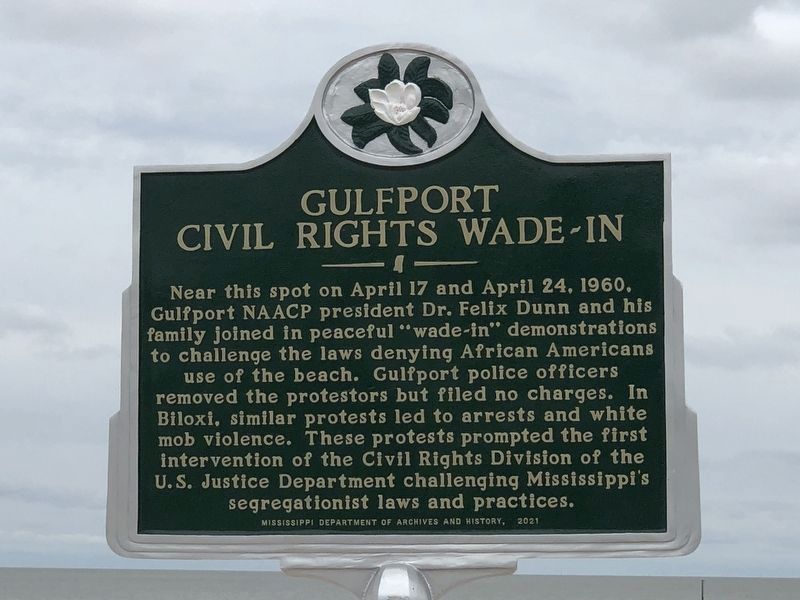 Gulfport Civil Rights Wade-In Marker image. Click for full size.
