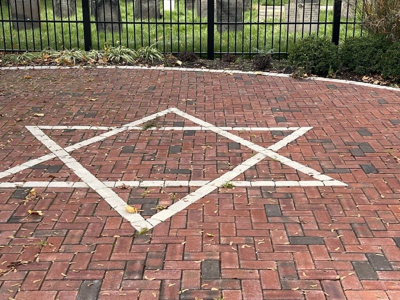 Brick pavilion with Star of David image. Click for full size.