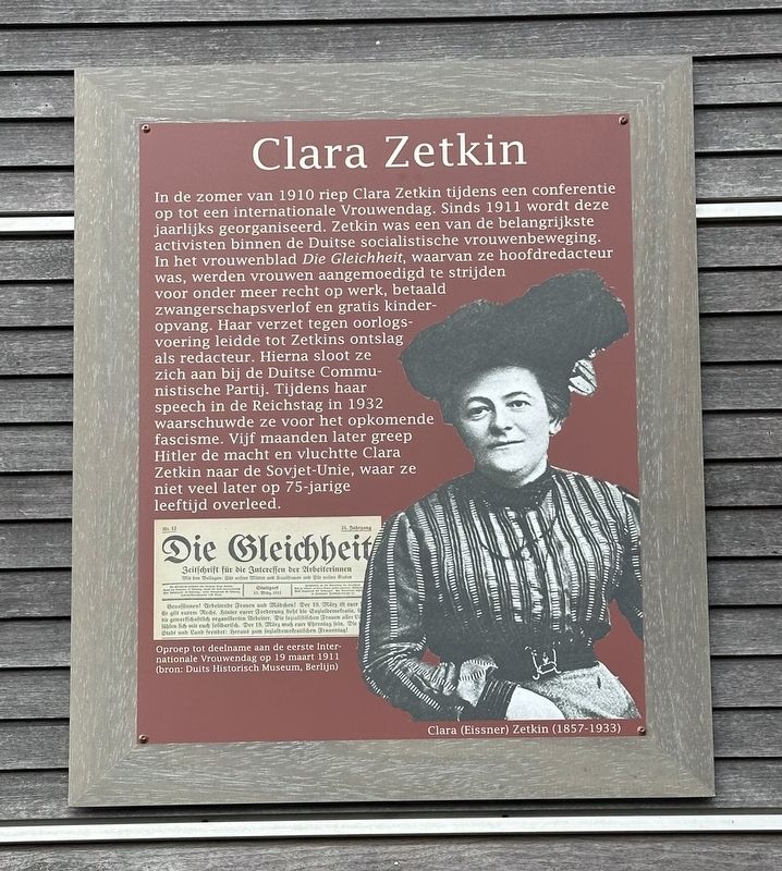 Clara Zetkin Marker. Click for full size. Clara Zetkin Marker image. Click for full size.