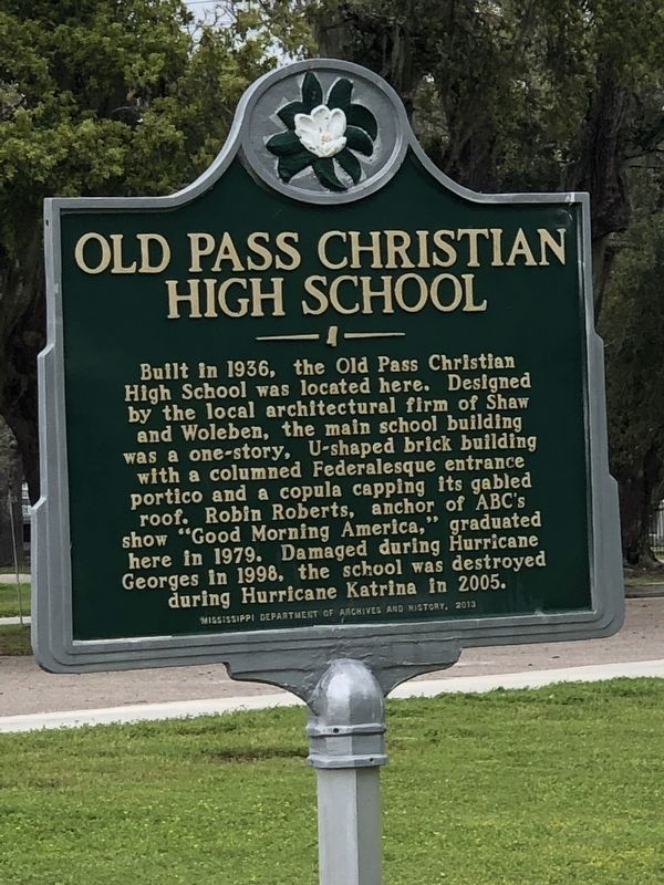 Old Pass Christian High School Marker image. Click for full size.