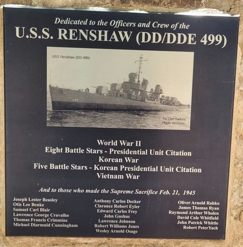 U.S.S. Renshaw Marker image. Click for full size.