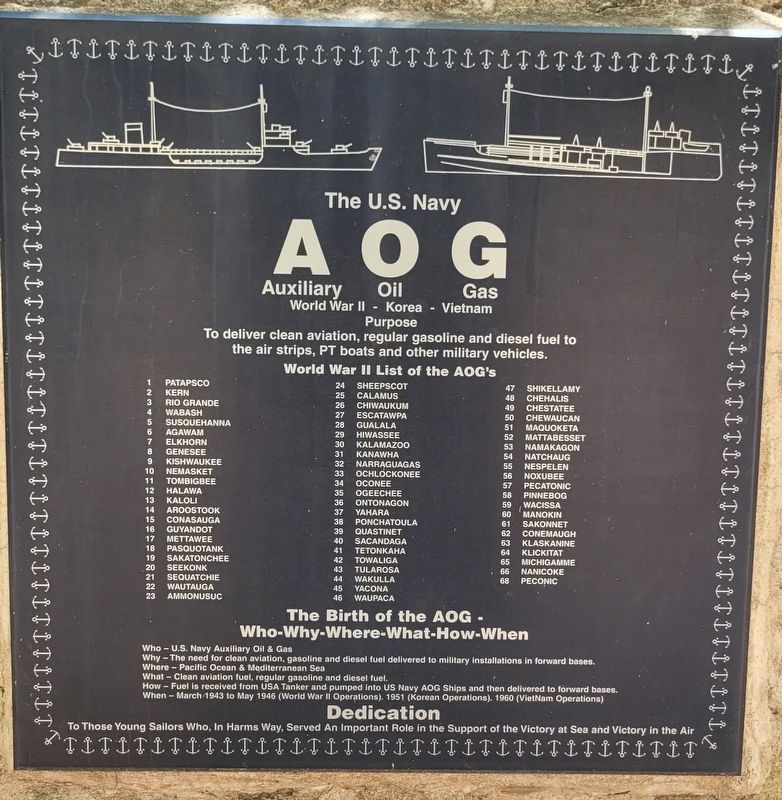 AOG - Auxiliary Oil Gas Marker image. Click for full size.